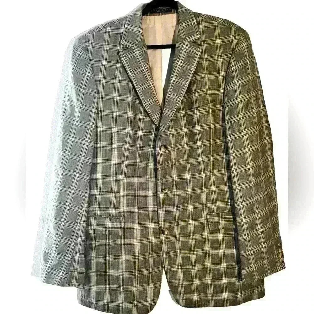Hugo Boss Virgin Wool & Linen Blend Jacket Size 44L Gray